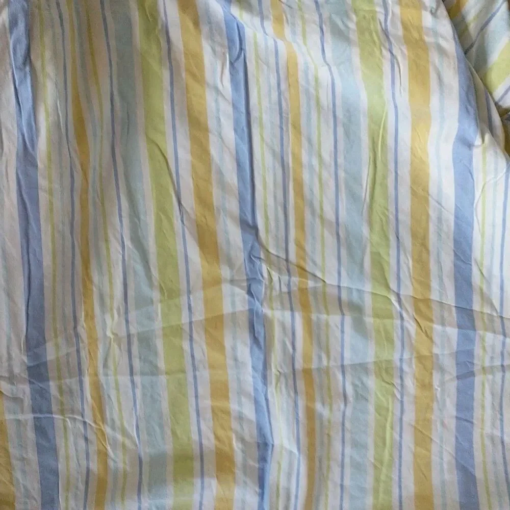 The Company Store Duvet Cover Full/Queen Plaid Striped Pastel Cotton DoubleSided